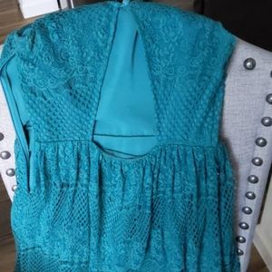 Green cut out back skater dress